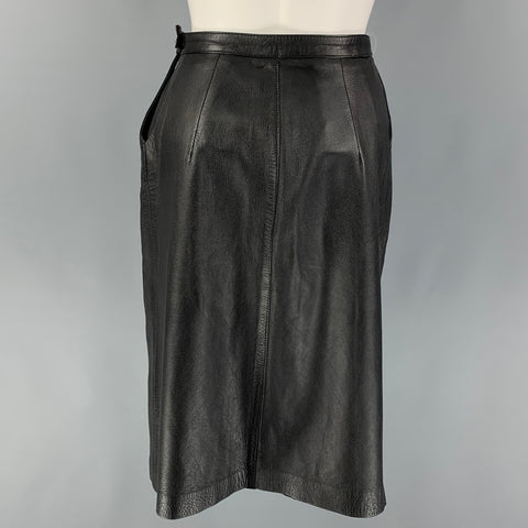 MANUEL HERRERO Size S Black Leather Pencil Skirt
