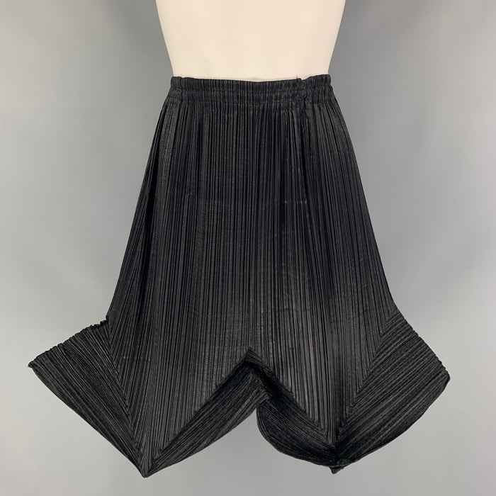 ISSEY MIYAKE Size S Black Polyester Silk Pleated Skirt