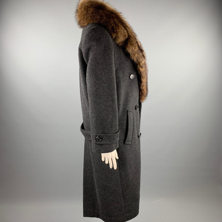 CALVIN KLEIN Taille 10 Manteau à double boutonnage en laine mélangée charbon de bois