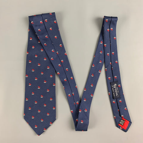 MICKY Navy Red Floral Silk Tie