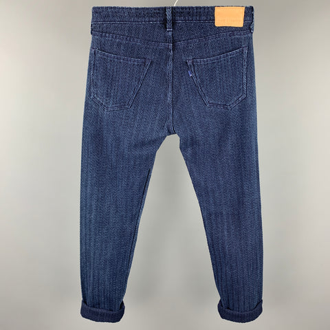LEVI'S MADE & CRAFTED Tack Slim Size 31 Navy Textured Cotton Zip Fly Jeans