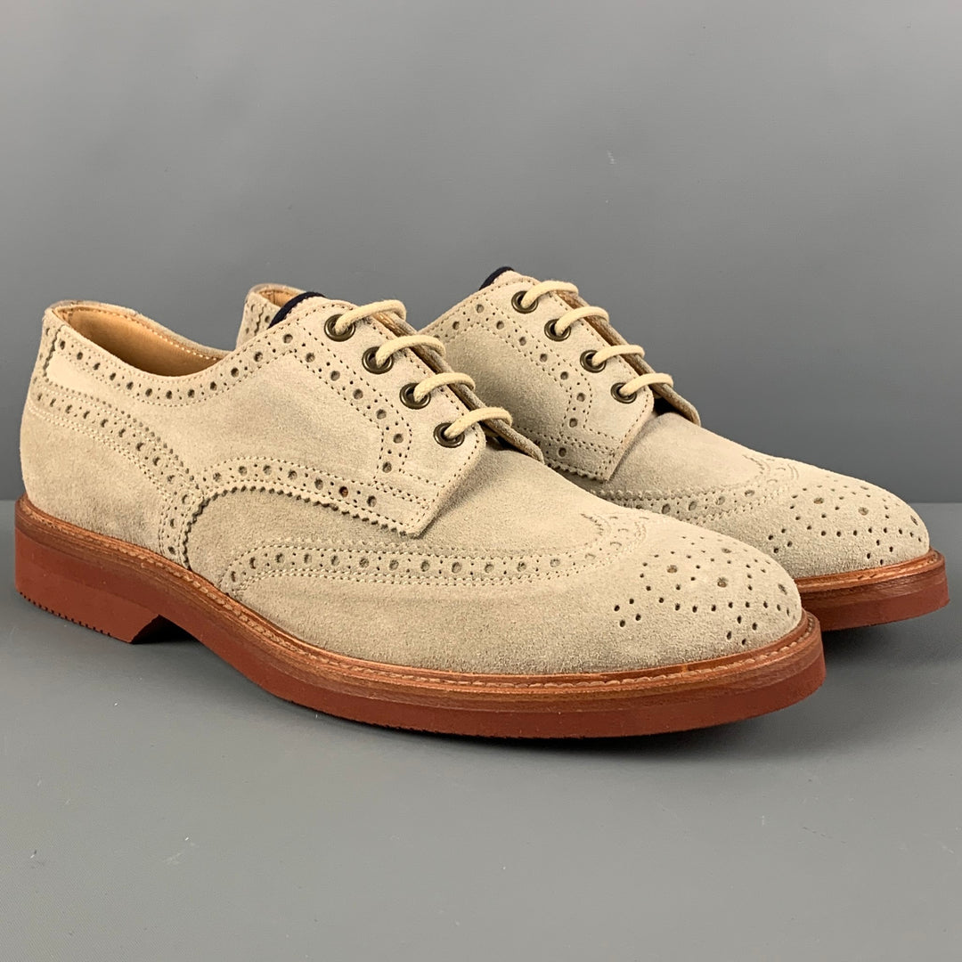 BRUNELLO CUCINELLI Size 9.5 Beige Brown Wingtip Brogue Lace Up Shoes