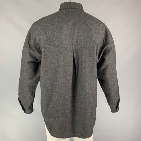 Vintage VERSACE JEANS COUTURE Size L Charcoal Wool Button Down Long Sleeve Shirt