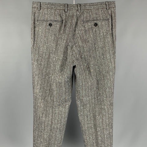 GUCCI Talla 32 Pantalón de vestir de pierna ancha en espiga negro y marrón
