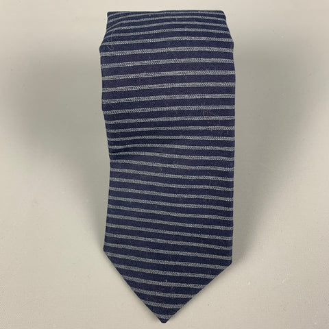 BLADE+BLUE Navy Blue Stripe Cotton Tie
