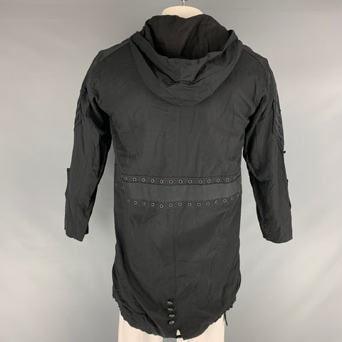 CHRISTIAN DADA Chest Size 34 Size 34 Black Rayon Blend Hooded Coat