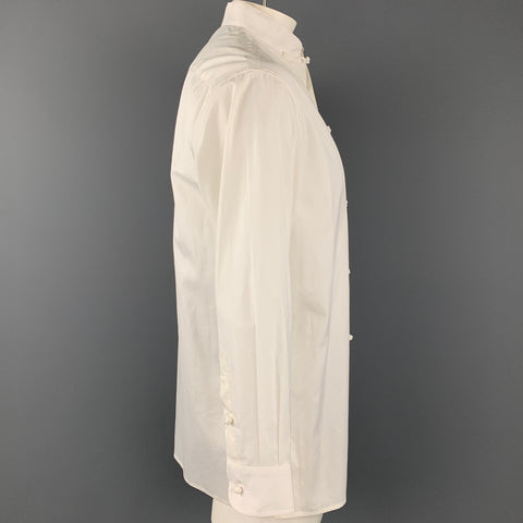 SHANGHAI TANG Camisa Manga Larga Cuello Nehru Algodón Blanco Talla M