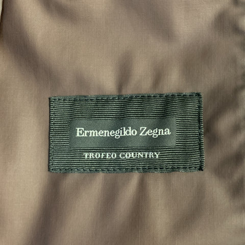 ERMENEGILDO ZEGNA Chest 40 Burgundy Coated Wool & Corduroy Hooded Vest