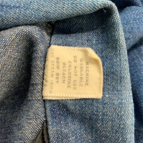 TOMMY ATKINS Size M Blue Solid Cotton Lace Up Long Sleeve Shirt