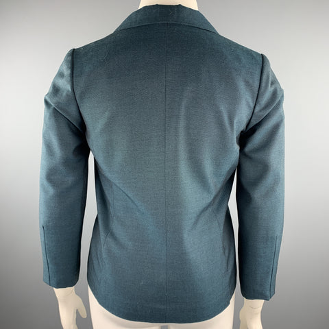 Vintage LANVIN Size 12 Emerald Wool Shawl Collar Blazer