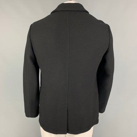 GIORGIO ARMANI Size 42 Black Woven Wool Polyester Sport Coat
