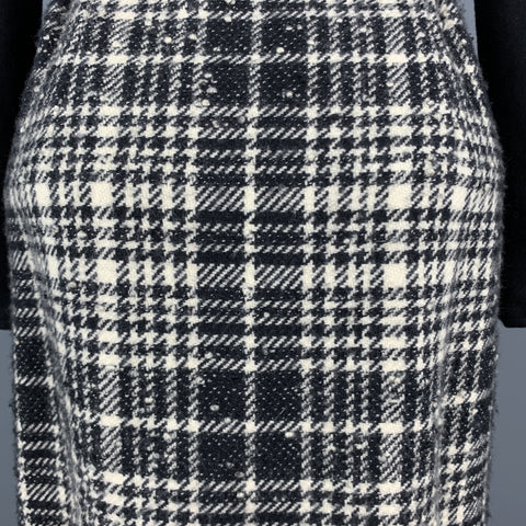 VALENTINO Size 4 Black Velvet Collar Plaid Skirt Vintage Dress