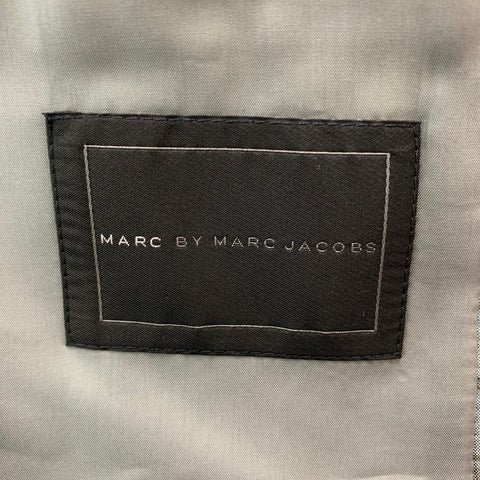 MARC by MARC JACOBS Size L Grey Khaki Plaid Silk Notch Lapel Sport Coat