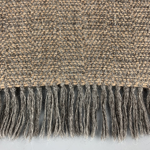 F.R. TRIPLER & CO. Taupe & Gray Woven Wool Blend Fringe Scarf