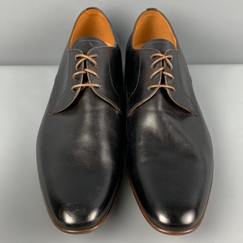 BALLY Size 12 Black Leather Lace Up Besty Shoes