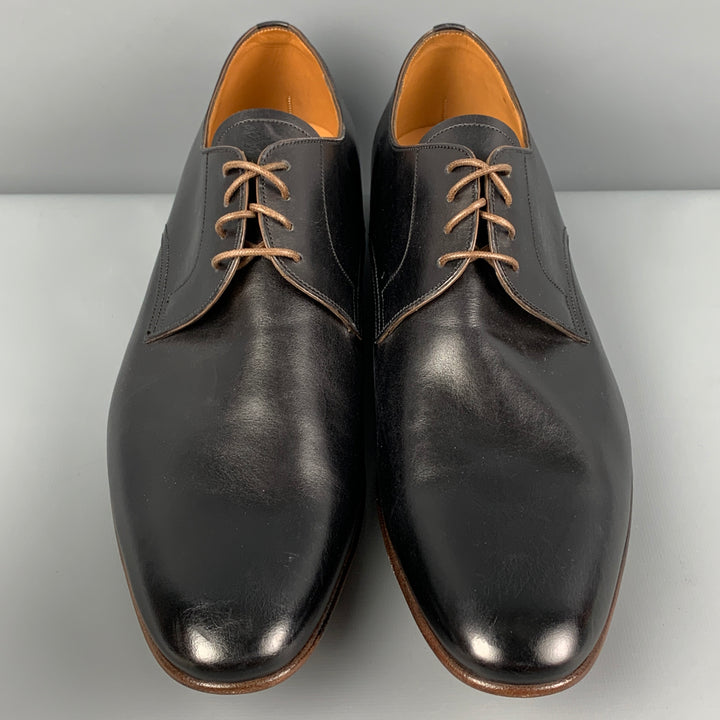 BALLY Size 12 Black Leather Lace Up Besty Shoes