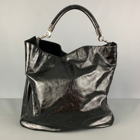 YVES SAINT LAURENT Black Silver Patent Leather Bag Handbag