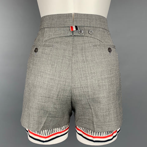 THOM BROWNE Taille 2 Short en laine gris et blanc