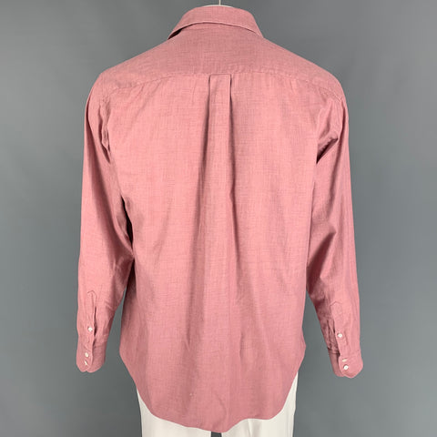 ARMANI COLLEZIONI Size L Red Heather Cotton Button Up Long Sleeve Shirt