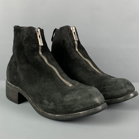GUIDI Talla 8 Botas desgastadas de cuero negro
