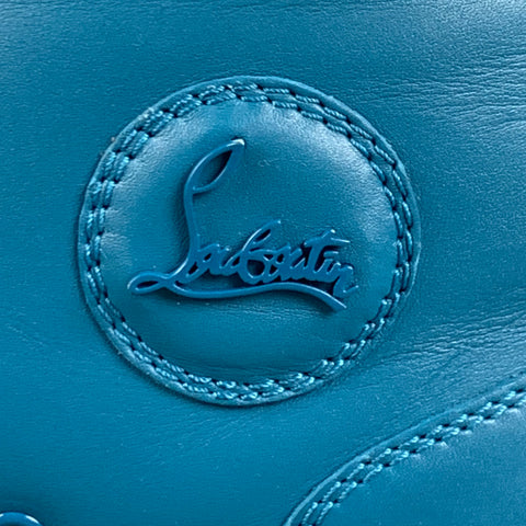 CHRISTIAN LOUBOUTIN Size 9.5 Teal Solid Leather High Top Sneakers