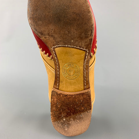 DRIES VAN NOTAN Talla 10 Zapatos con cordones y punta cuadrada con ribete rojo de cuero color canela