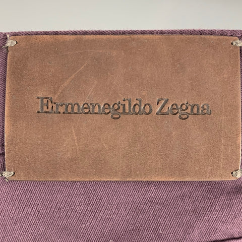 ERMENEGILDO ZEGNA Size 34 Eggplant Solid Cotton Linen Jean Cut Casual Pants