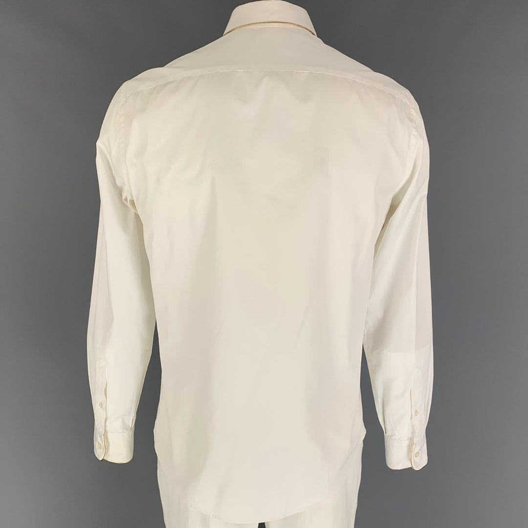 ALEXANDER MCQUEEN Size M White Gold Cotton Button Down Long Sleeve Shirt
