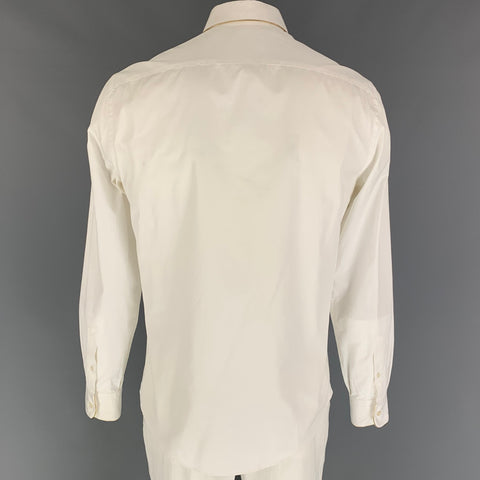 ALEXANDER MCQUEEN Size M White Gold Cotton Button Down Long Sleeve Shirt