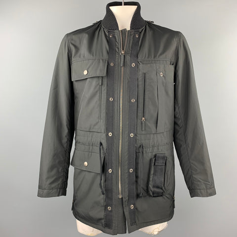 ALLEGRI Size XL Black Nylon Patch Pocket Zip Up Jacket