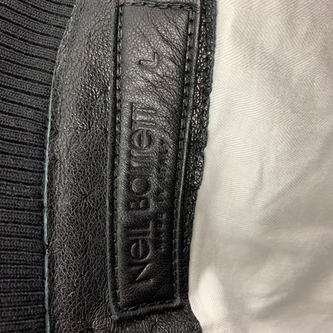 NEIL BARRETT Taille L Veste bomber en cuir vieilli noir