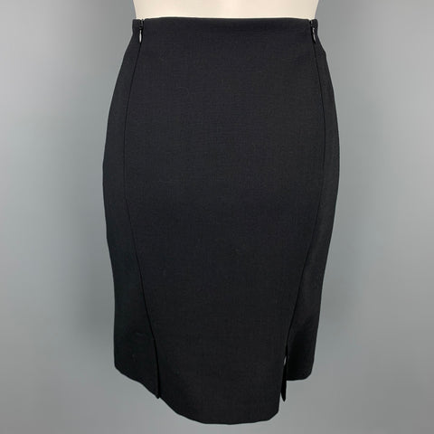 AKRIS Size 6 Black Wool / Nylon Pencil Skirt Suit
