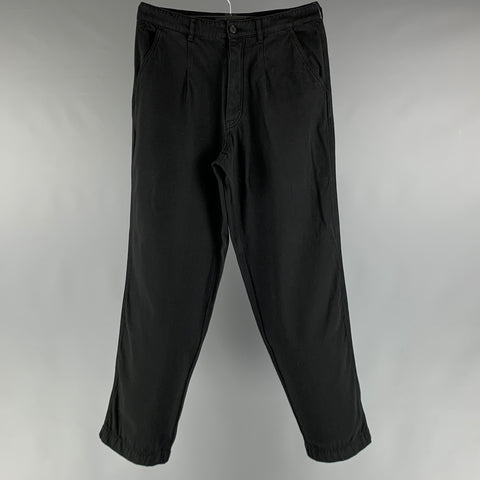 KENZO Size 32 Black Twill Cotton Wide Leg Casual Pants