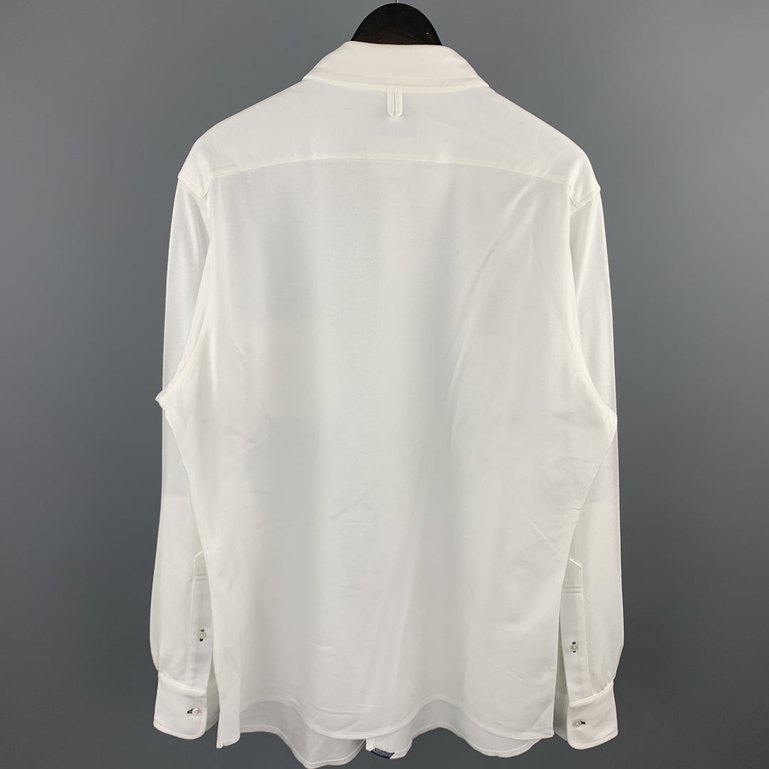 BLACK FLEECE Size XL White Pique Button Down Long Sleeve Shirt