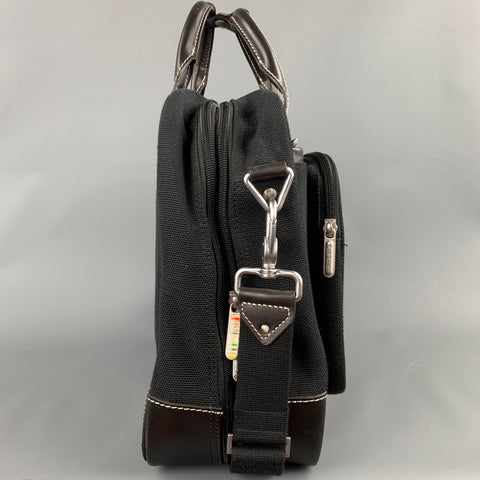 PAUL SMITH Black Canvas Leather Briefcase Bag