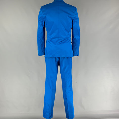 VERSACE COLLECTION Size 38 Royal Blue Cotton Notch Lapel Suit