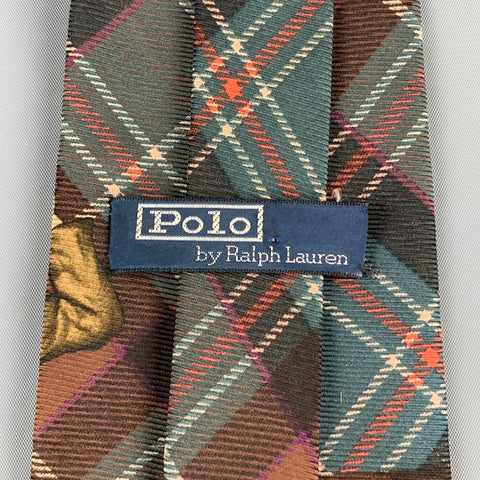 POLO by RALPH LAUREN Brown & Navy Plaid Silk Tie