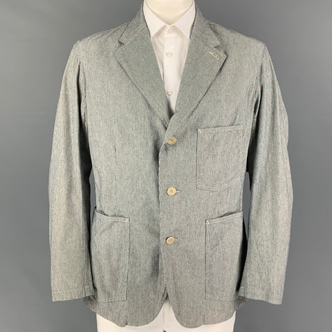 RRL by RALPH LAUREN Size XL White Navy Pinstripe Cotton Sport Coat