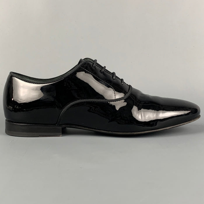 LANVIN Size 10 Black Leather Lace Up Shoes