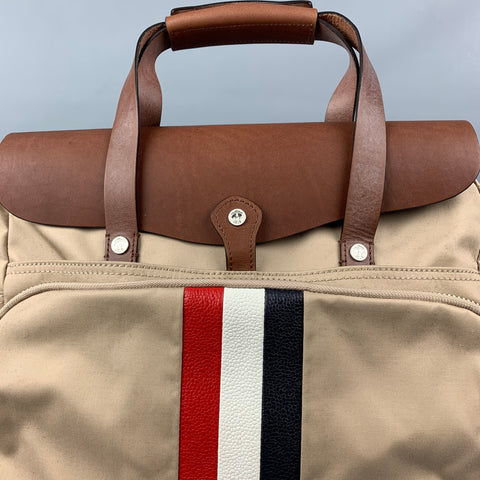 THOM BROWNE for BLACK FLEECE Beige & Brown Canvas & Leather Messenger Bag