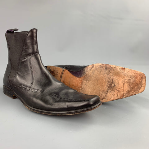 PAUL SMITH Taille 9 Bottes Chelsea en cuir noir fabriquées à la main