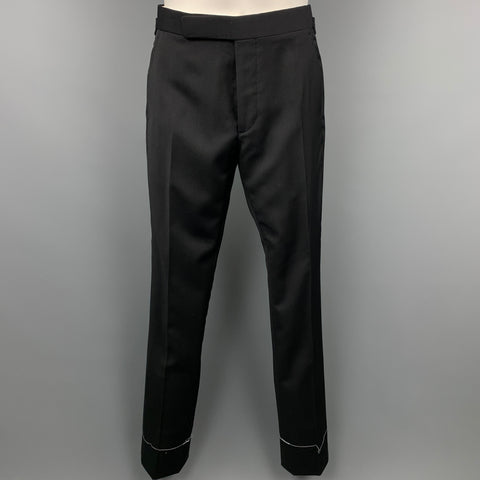 RALPH LAUREN Purple Label Size 38 Short Black Wool Notch Lapel Suit