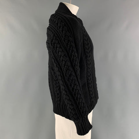 BURBERRY Size L Black Knitted Cotton Polyester Boat Neck Sweater