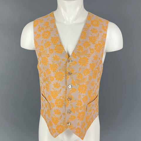 FAVOURBROOK Size 42 Orange Lavender Floral Cotton Rayon Vest