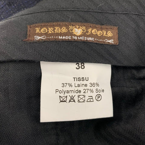 LORDS & FOOLS Size 36 Navy Black Textured Wool Blend Peak Lapel Tuxedo Suit