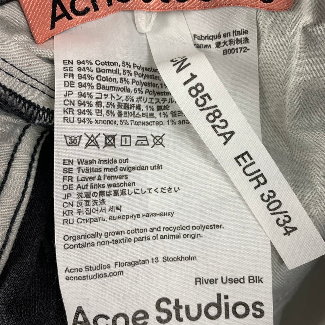 ACNE STUDIOS Size 30 Grey Distressed Cotton Blend Jeans