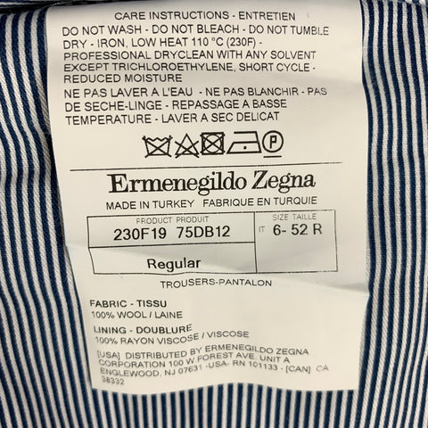 ERMENEGILDO ZEGNA Size 36 Navy Wool Flat Front Dress Pants