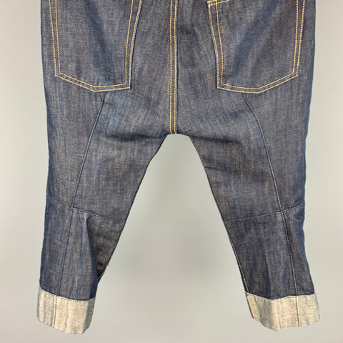 JUNYA WATANABE Size XS Indigo Contrast Stitch Cotton / Linen Cropped Jeans