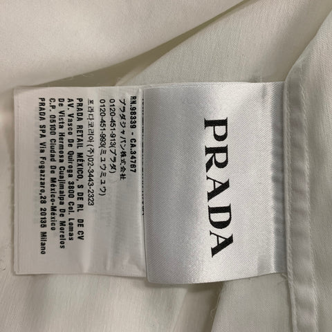 PRADA Size L White Light Blue Contrast Stitch Button Up Long Sleeve Shirt