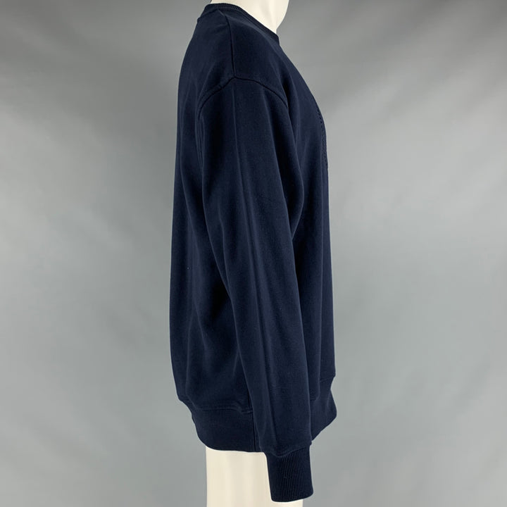 ACNE STUDIOS Size S Navy Embroidery Cotton Crew-Neck Sweatshirt